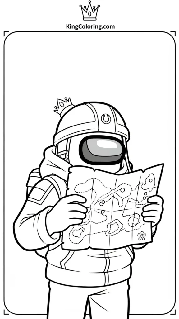 Among Us crewmate holding a map