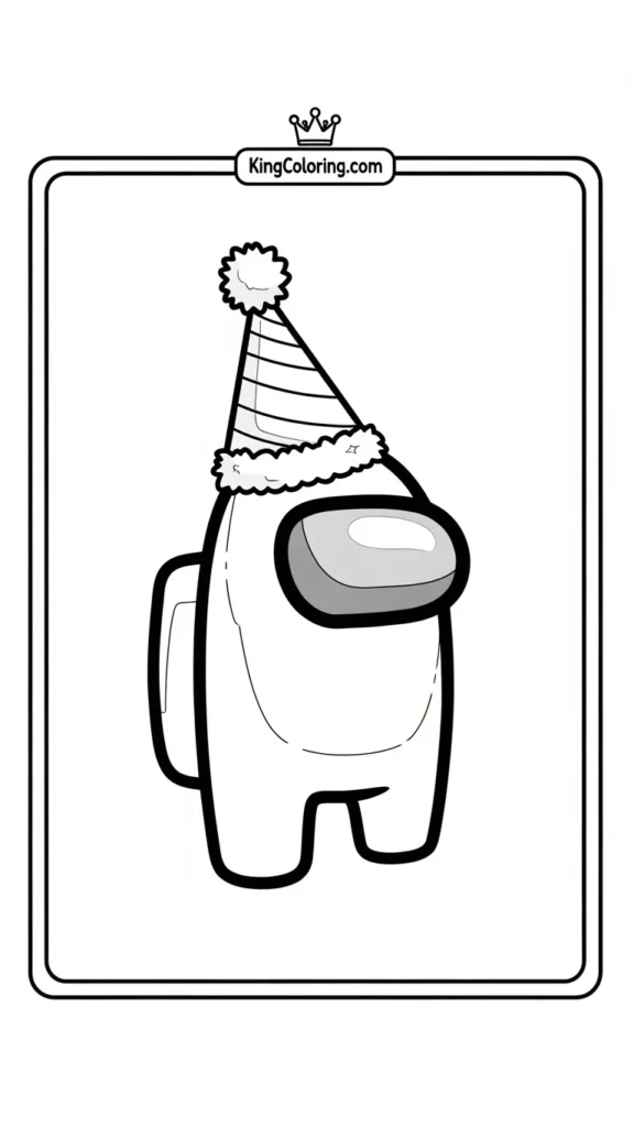 Among Us crewmate wearing a party hat