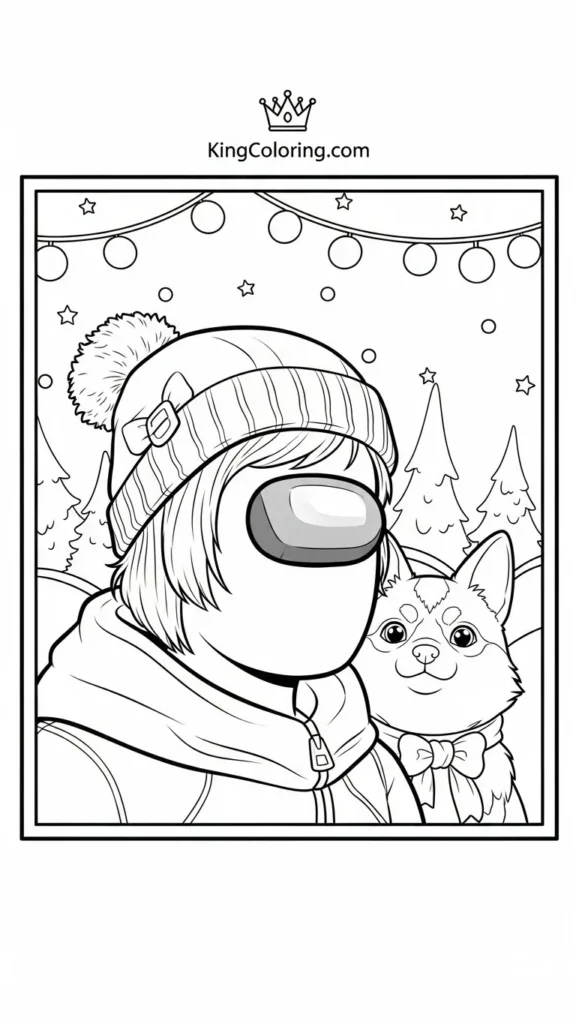 Among Us crewmate with a pet beside them