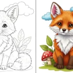 Baby Fox Coloring Page
