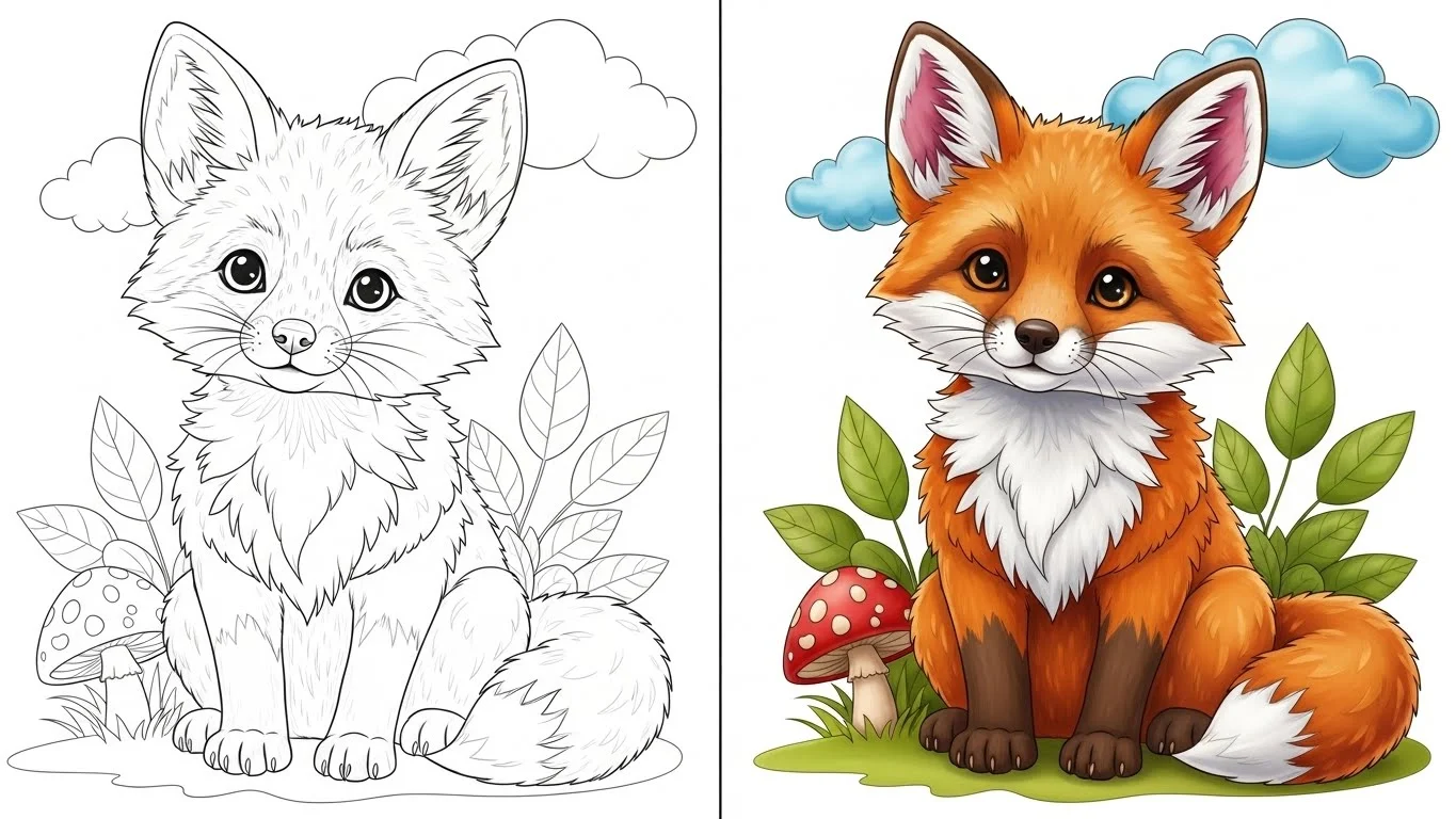 Baby Fox Coloring Page