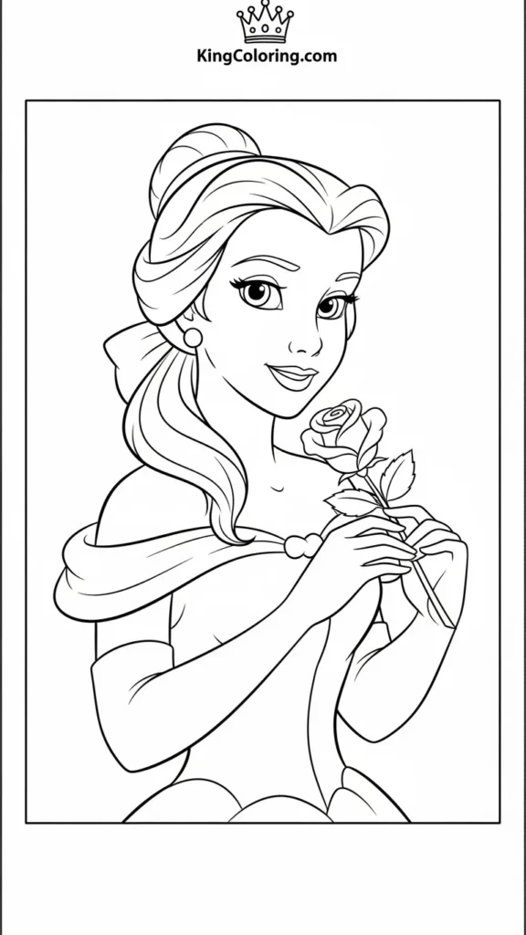 Belle holding a single rose