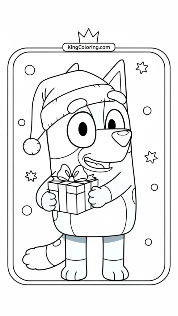 Bluey holding a small gift box