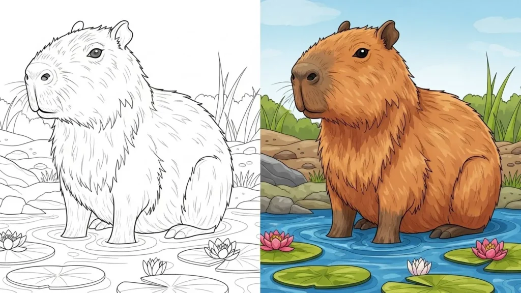 Capybara Coloring Pages