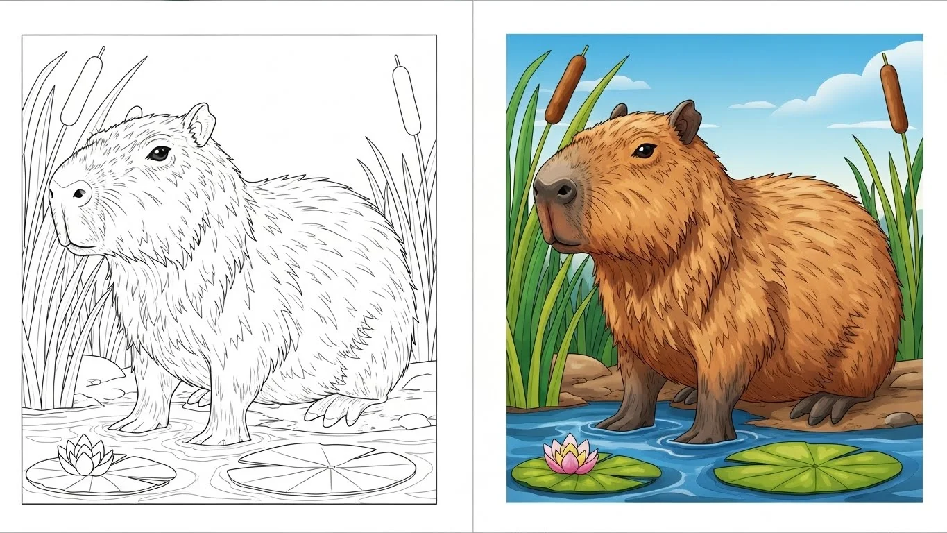 Capybara Coloring Pages