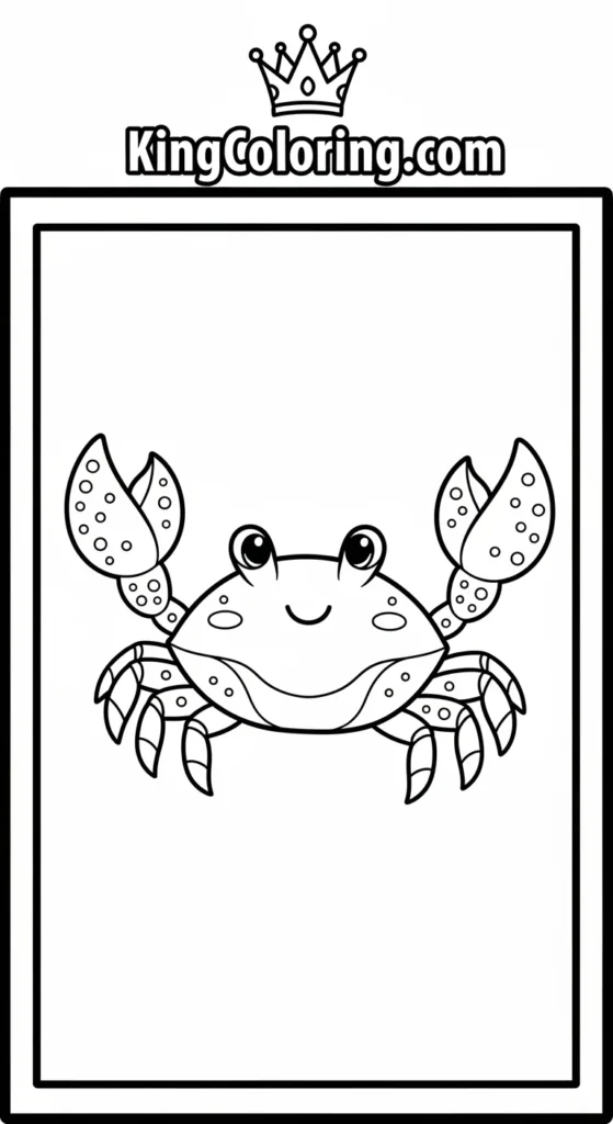 Carb coloring pages depicting a small cute crab sitting calmly