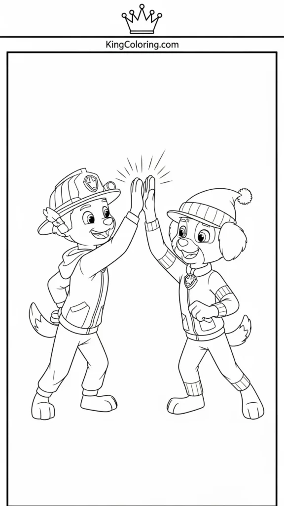 Chase and Marshall giving a high five