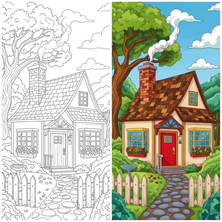 Cozy House Coloring Page
