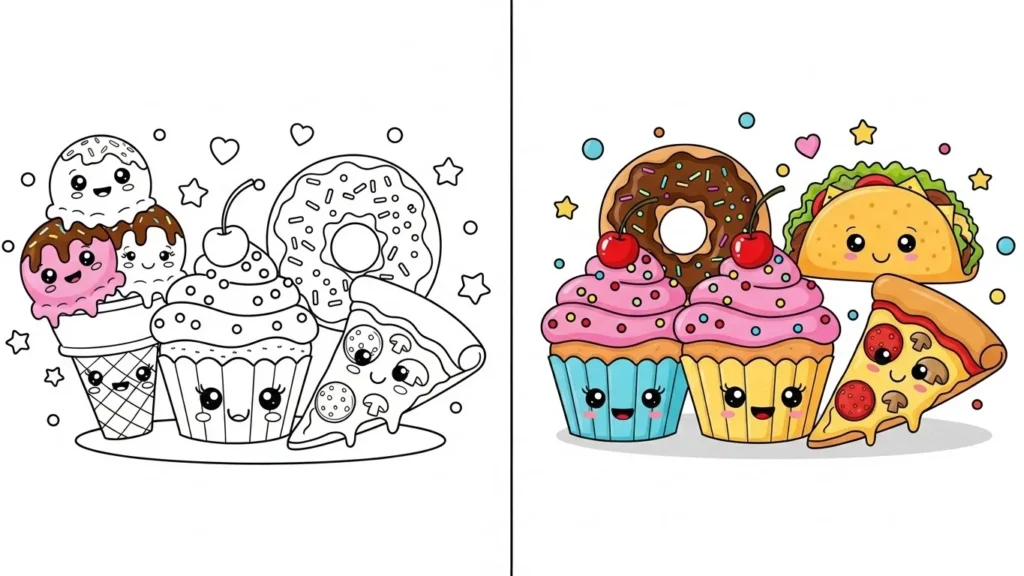Cute Food Coloring Pages