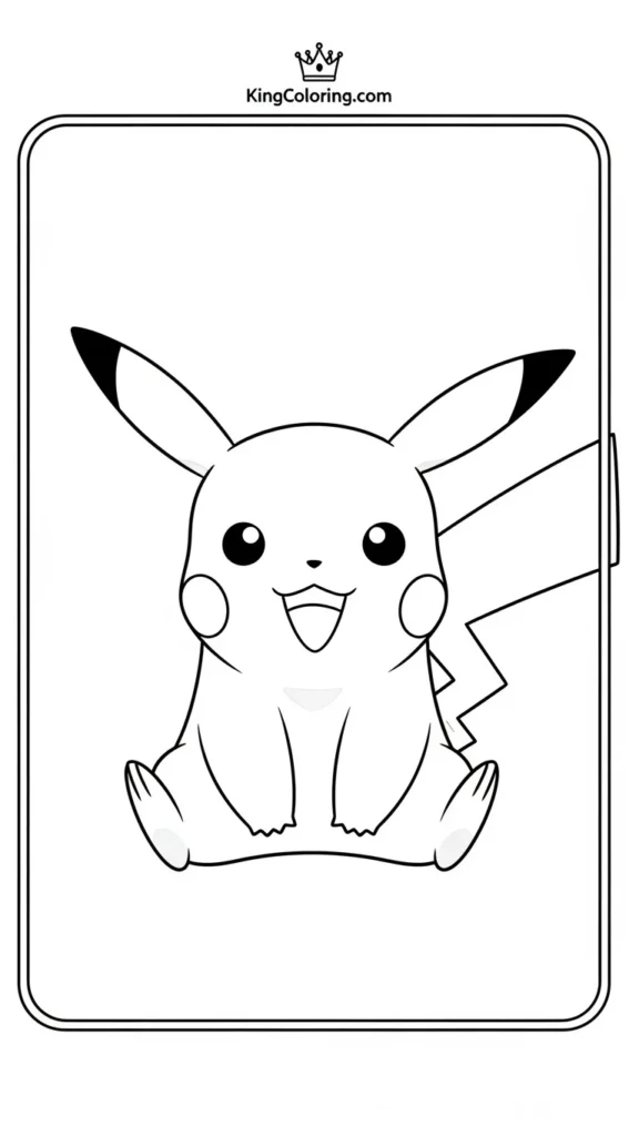 Cute Pikachu sitting down with rounded shapes