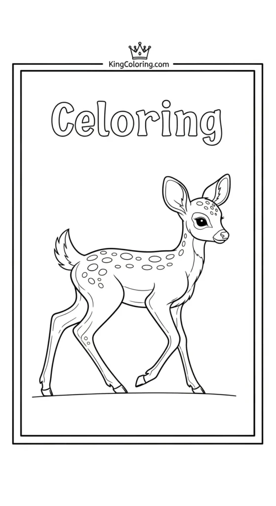 Deer coloring page featuring a small deer walking slowly