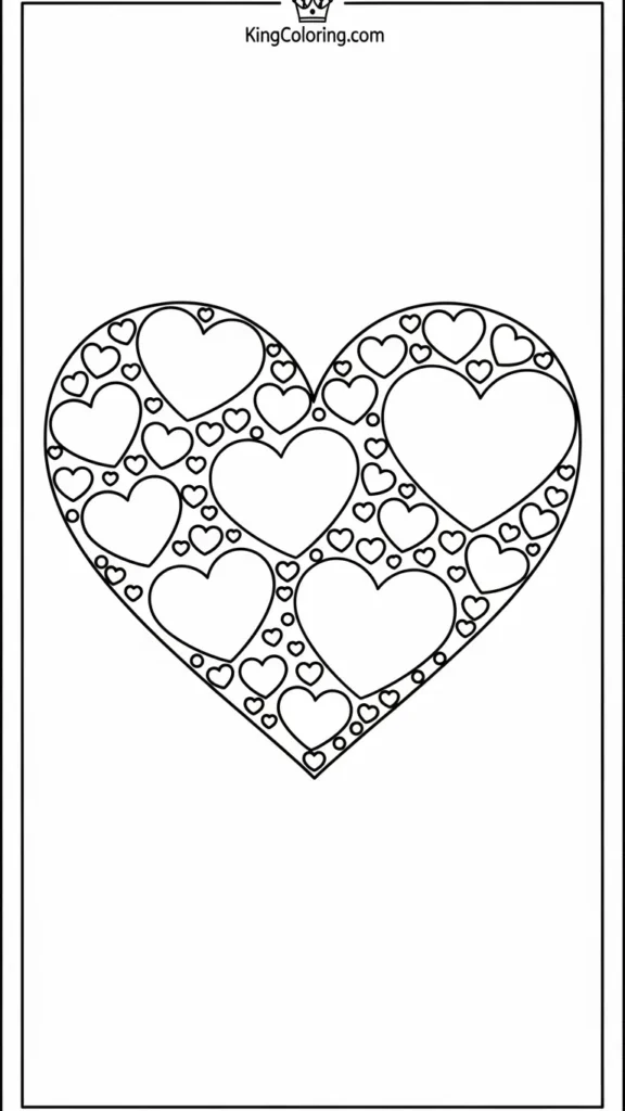 Heart made of smaller hearts of different sizes