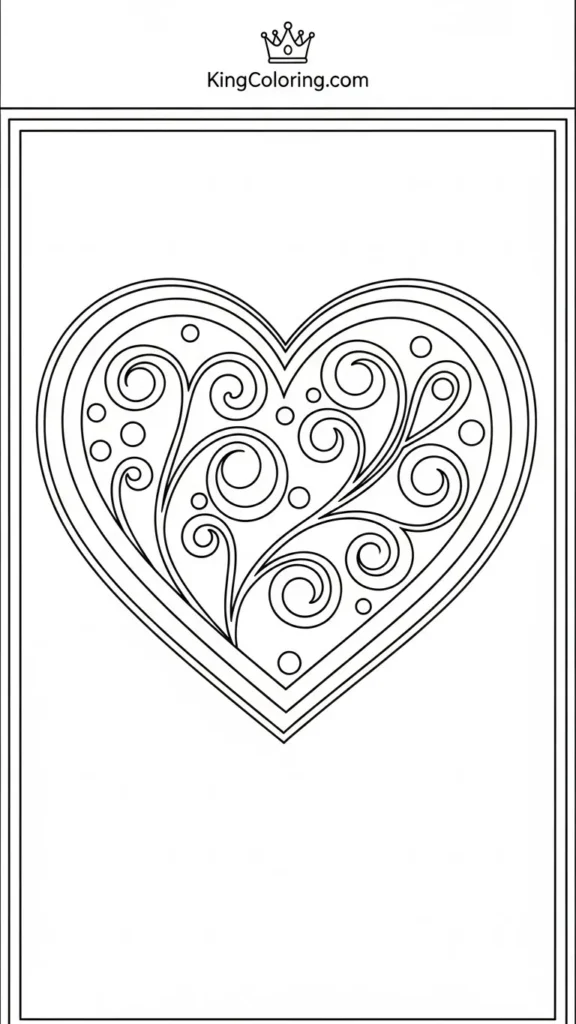 Heart with simple swirl designs inside
