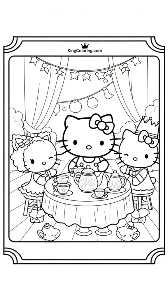 Hello Kitty having a tea party