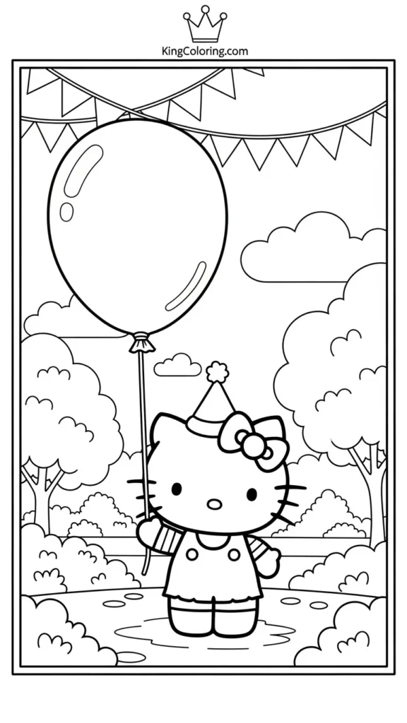 Hello Kitty holding a big balloon