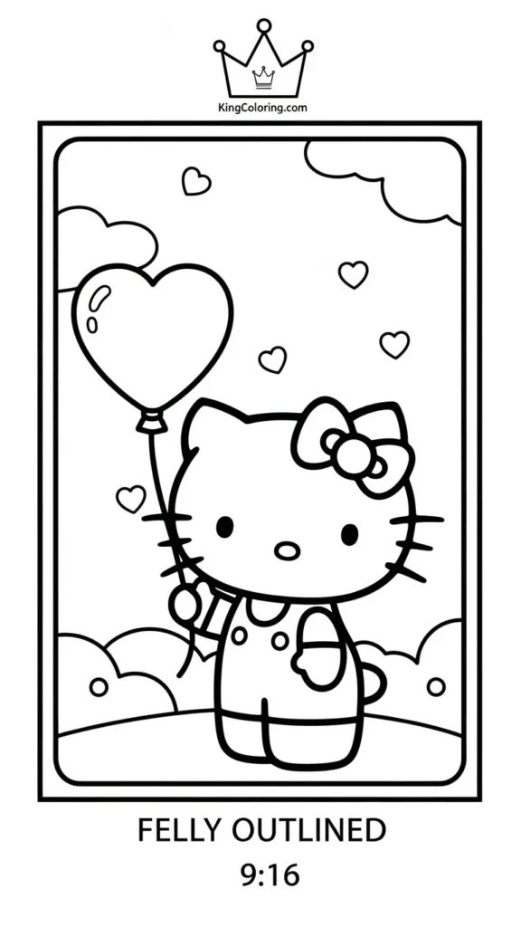 Hello Kitty holding a heart-shaped balloon