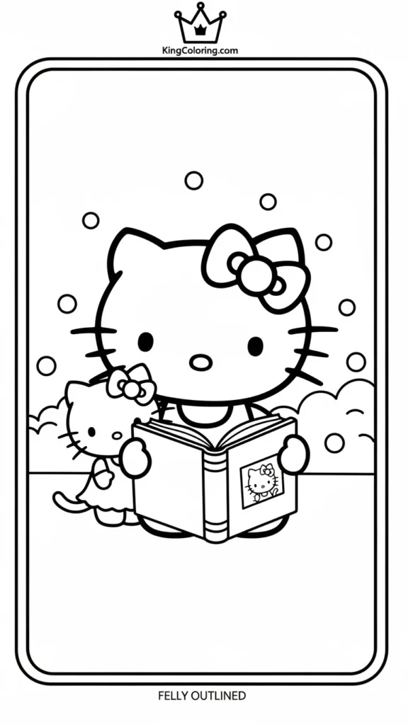 Hello Kitty reading a book