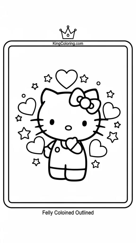 Hello Kitty surrounded by hearts and stars