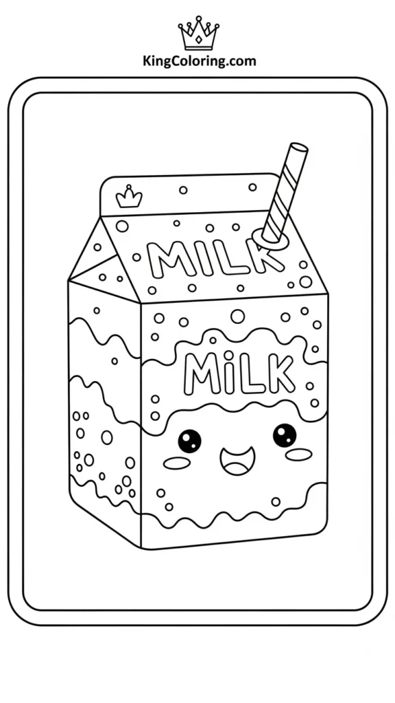 Kawaii milk carton with a smiling face