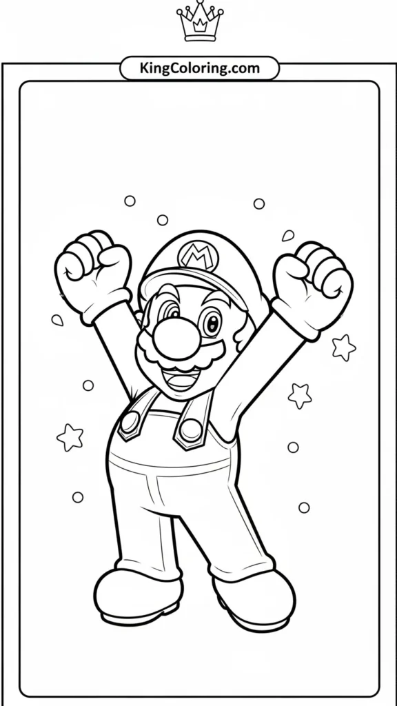 Mario celebrating with arms raised