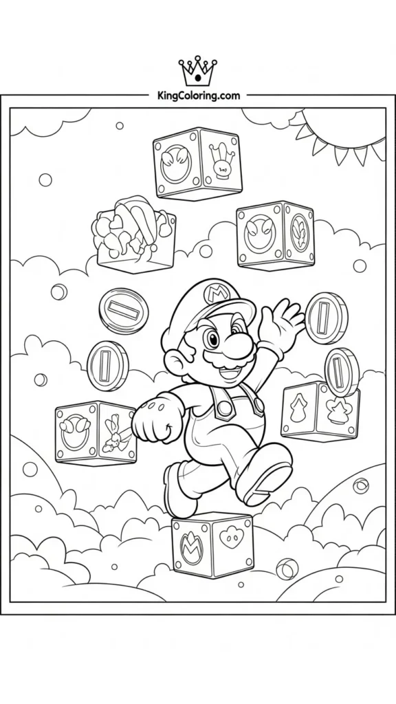 Mario collecting coins from floating blocks