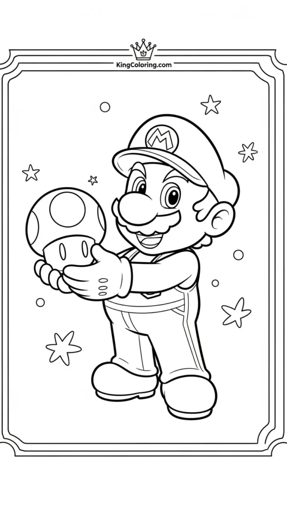 Mario holding a mushroom power-up