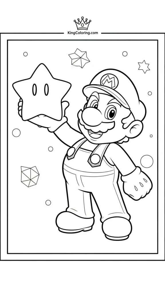 Mario holding a star power-up
