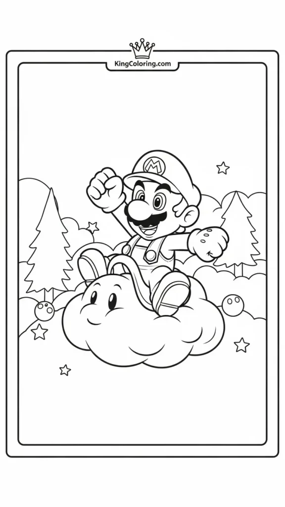Mario riding a cloud
