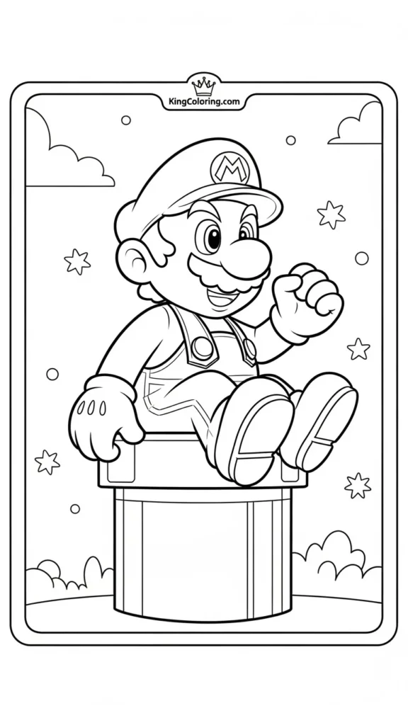 Mario sitting on a pipe