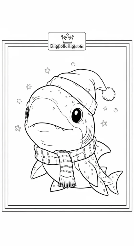 Megalodon coloring pages featuring a baby Megalodon opening its mouth slightly