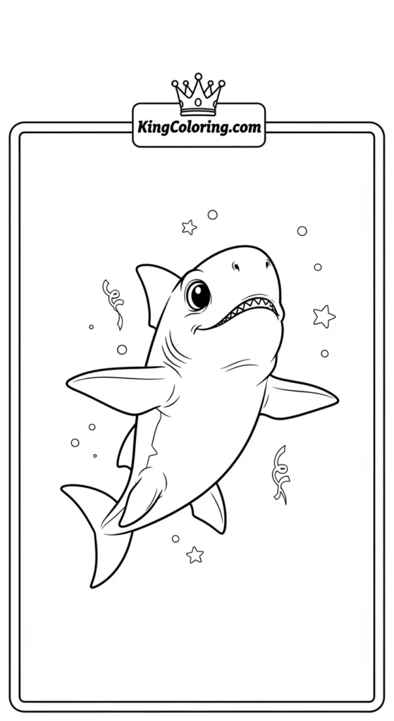 Megalodon coloring pages featuring a baby Megalodon stretching fins outward