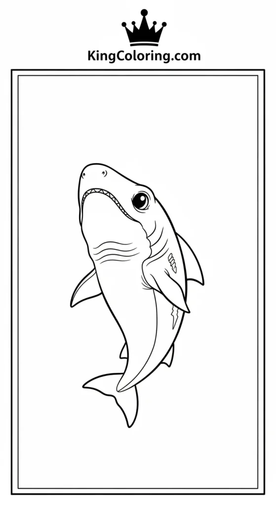 Megalodon coloring pages featuring a tiny baby Megalodon floating vertically
