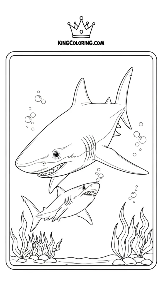 Megalodon coloring pages illustrating a parent Megalodon
