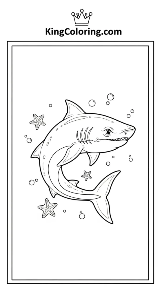 Megalodon coloring pages showing a small Megalodon curled into a gentle S-shape