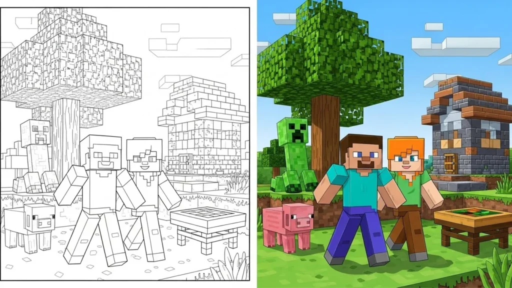 Minecraft Coloring Pages for Kids