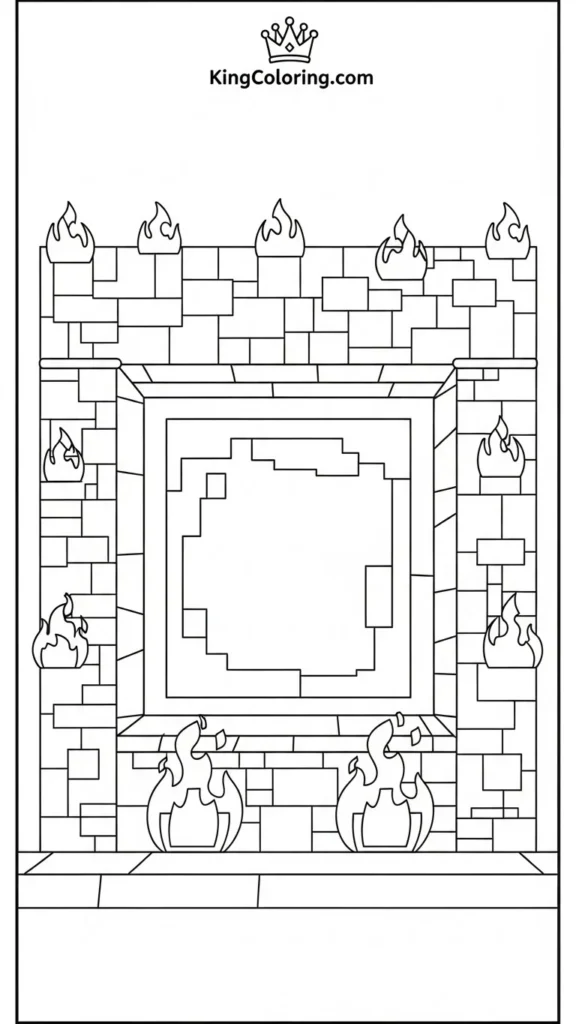 Minecraft Nether portal with simple flames