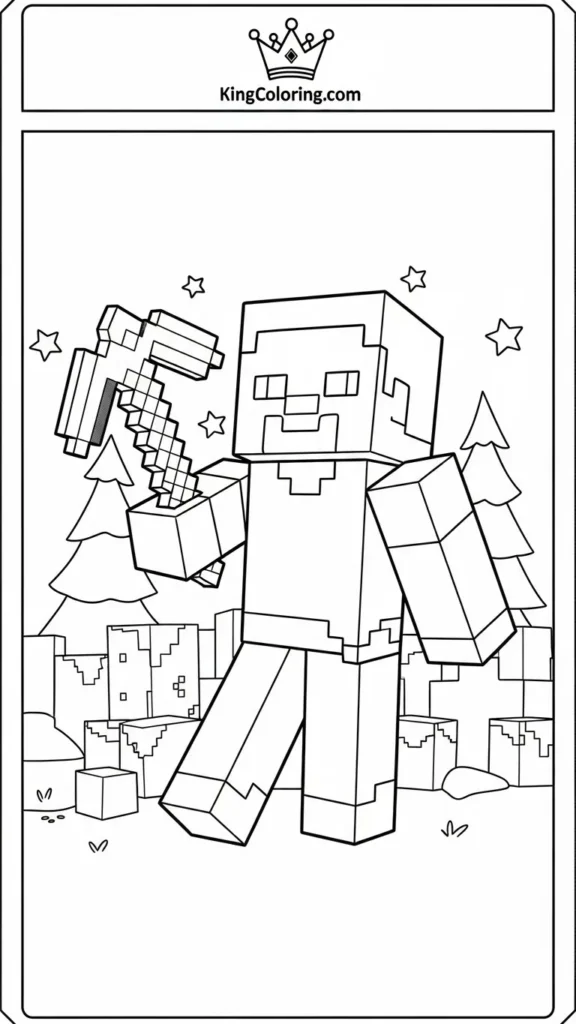 Minecraft Steve holding a pickaxe