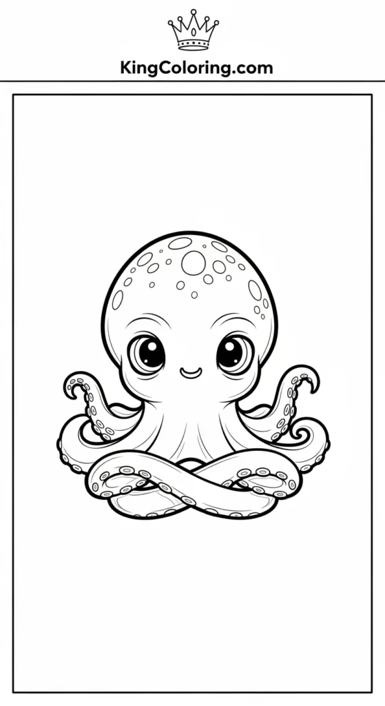 Octopus coloring pages showing a small octopus