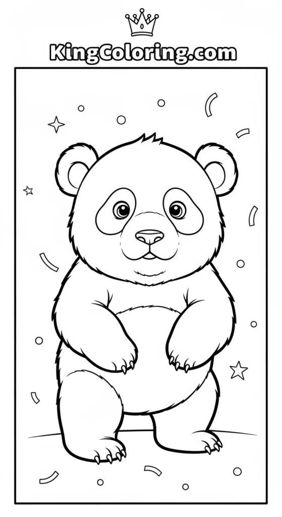 Panda coloring pages featuring a baby panda standing on its hind legs