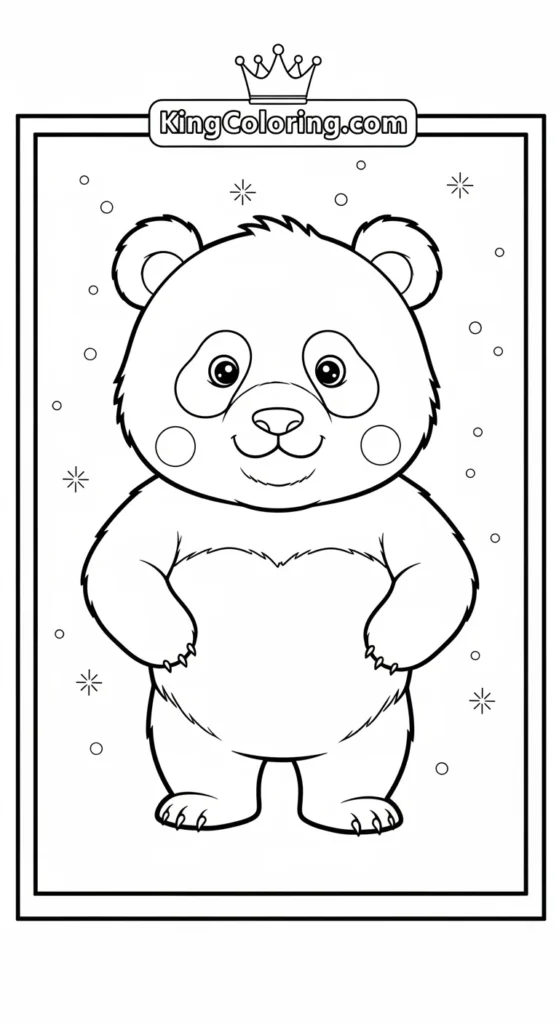 Panda coloring pages showing a baby panda standing proudly