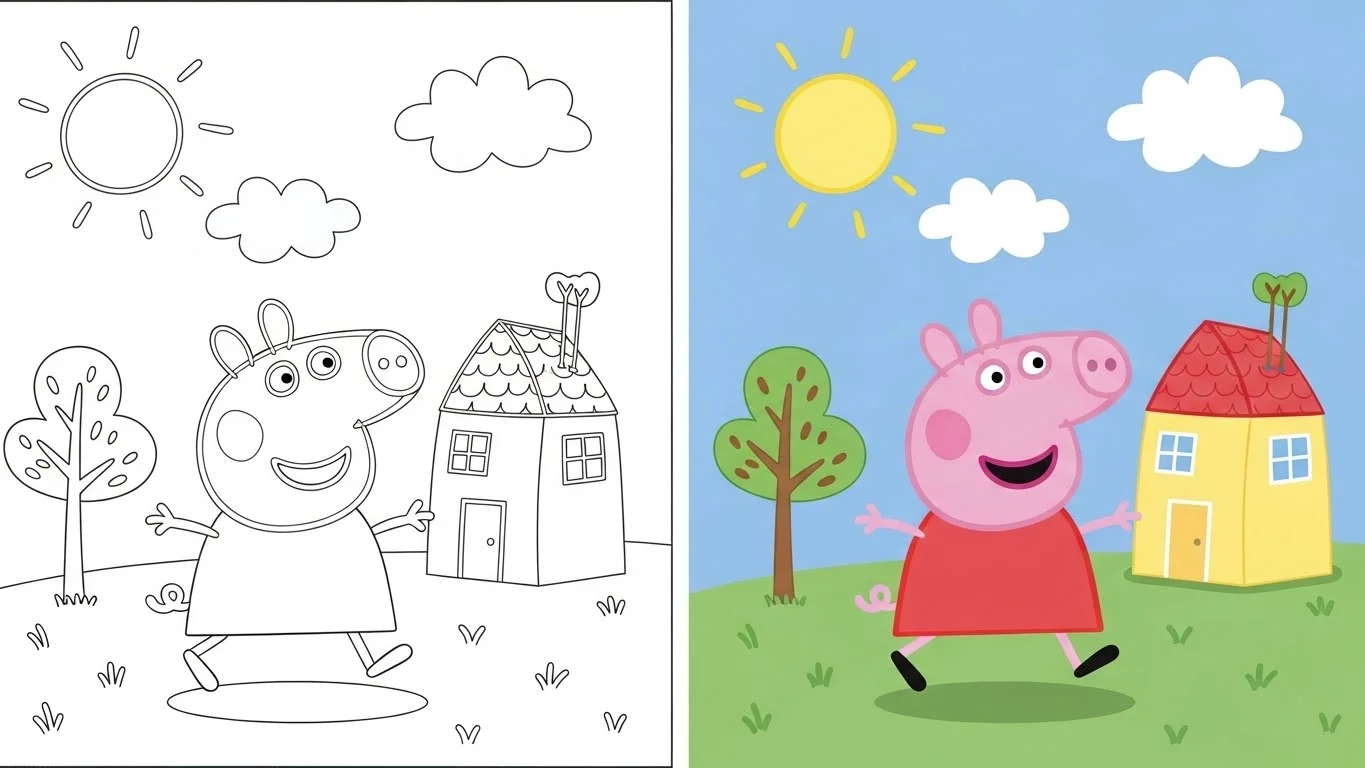 Peppa Pig Easy Coloring Pages