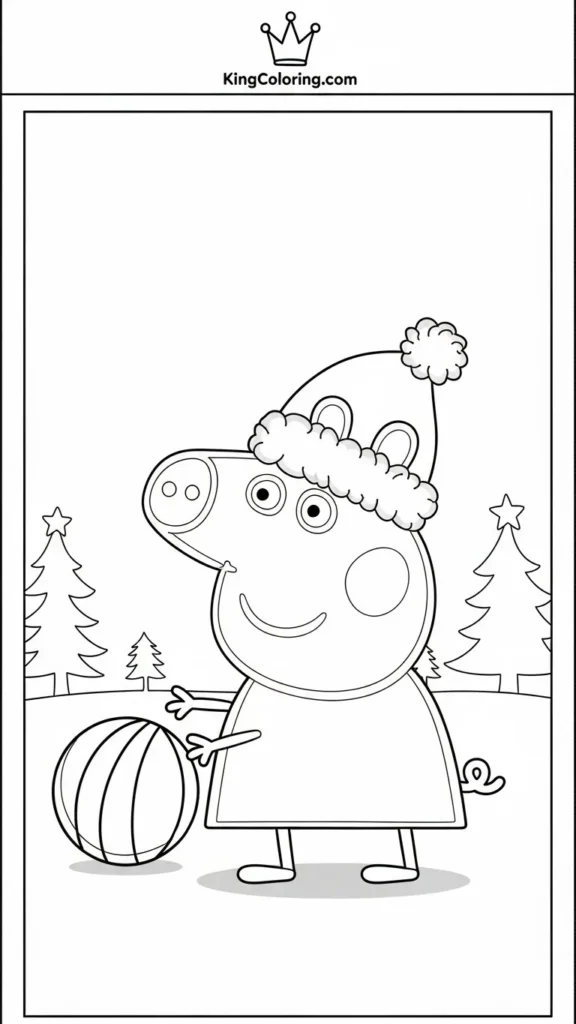 Peppa Pig playing with a ball