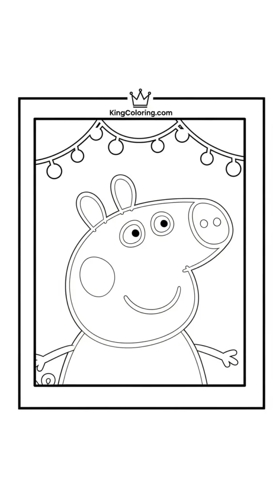 Peppa Pig smiling inside a simple frame