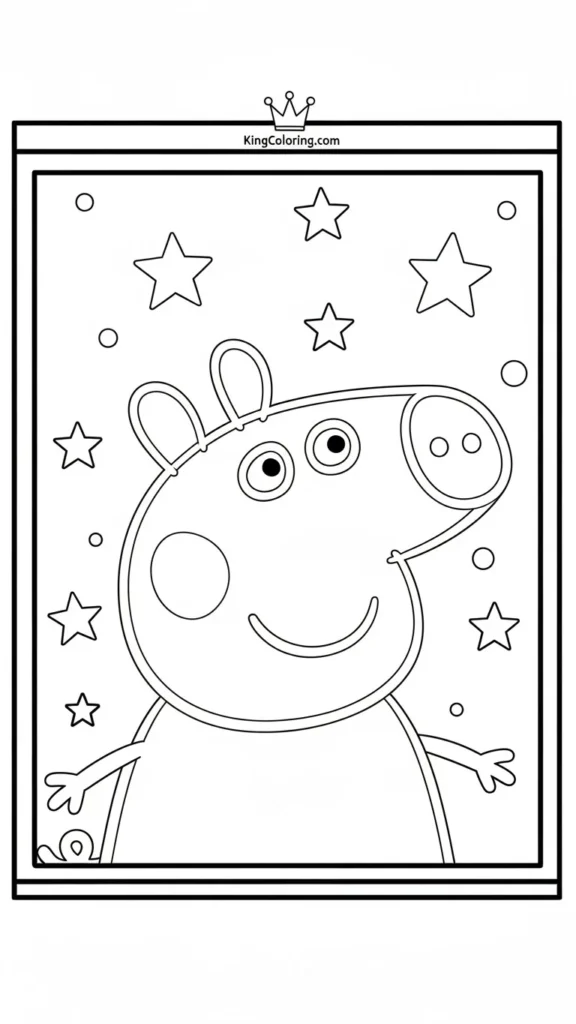 Peppa Pig smiling with stars around