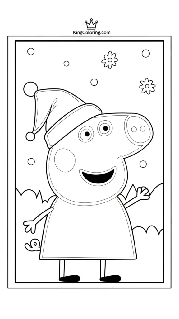 Peppa Pig waving hello with a big smile