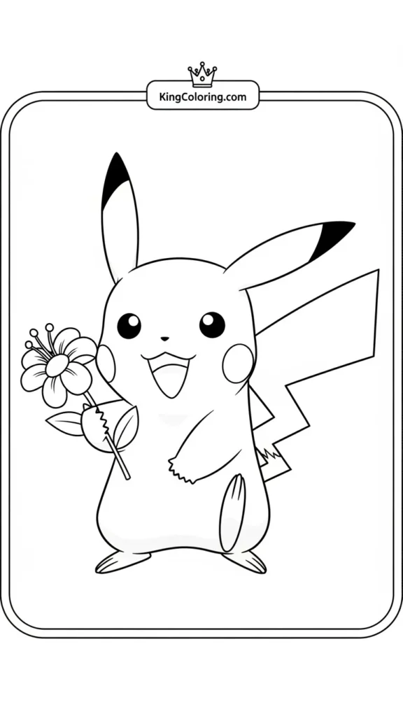 Pikachu holding a flower