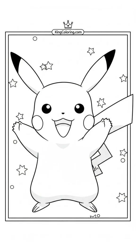 Pikachu smiling and waving