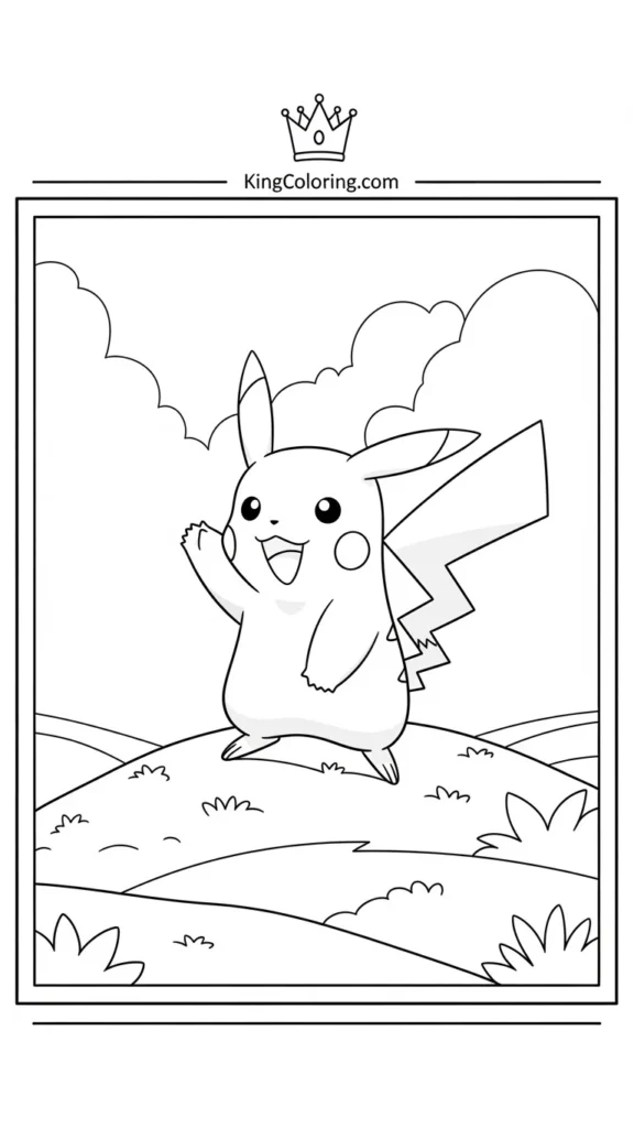 Pikachu standing on a small hill