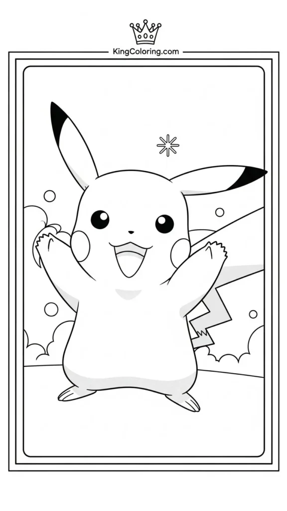 Pikachu waving goodbye with simple background