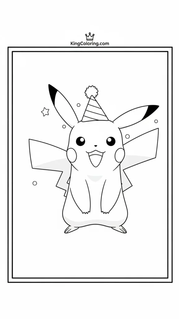 Pikachu wearing a small party hat
